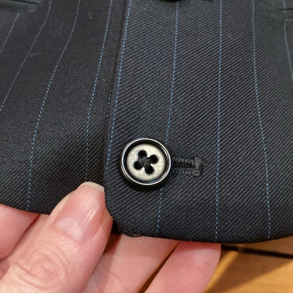 Italian LANIFICIO DI TOLLEGNO Boys 9 Navy Pinstripe Wool Vest Waistcoat - Picture 5 of 8